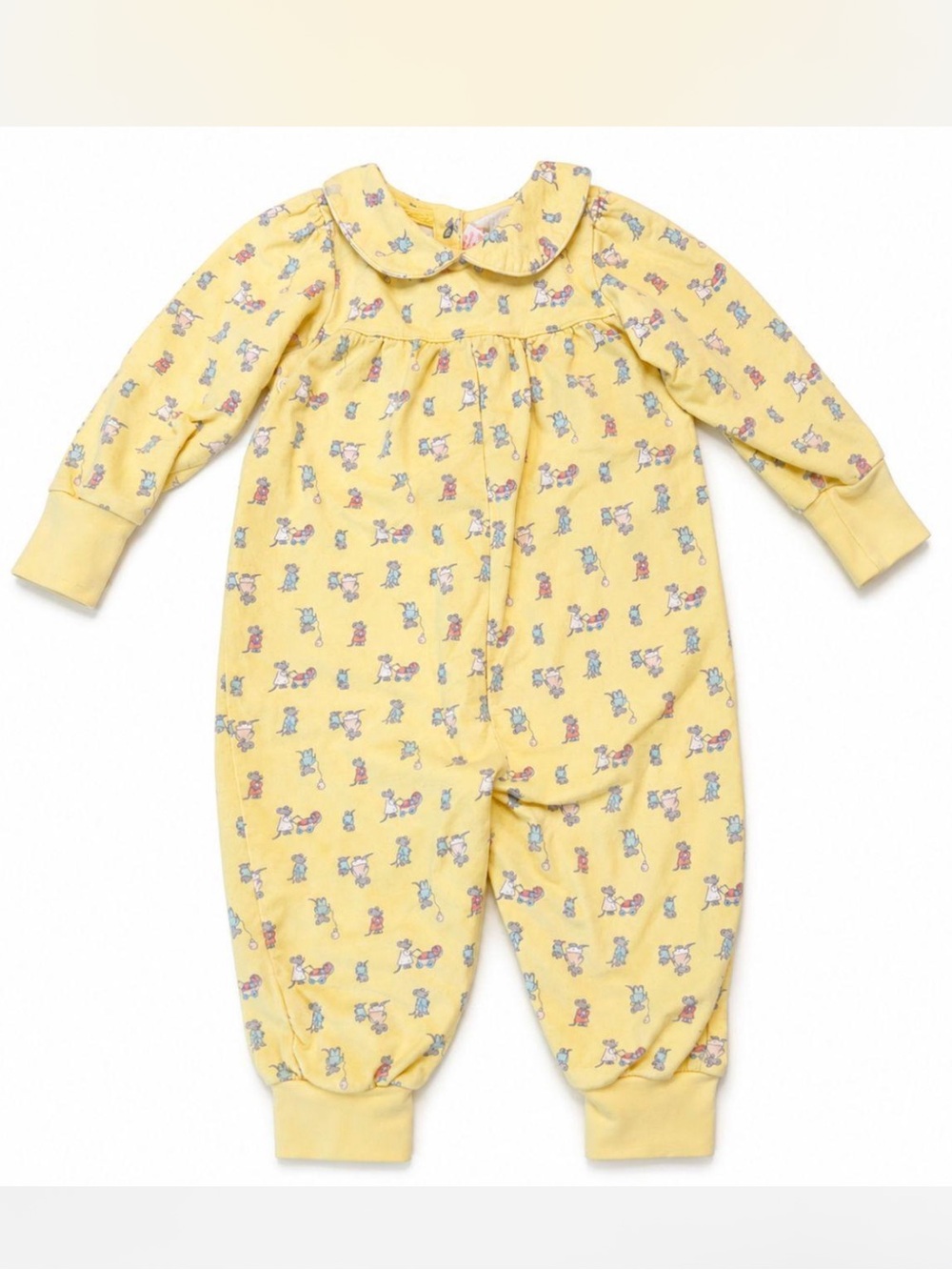 Vintage 90s Gymboree Rainbow Tag Mice/Mouse Print Cotton Girls Romper XS Infant